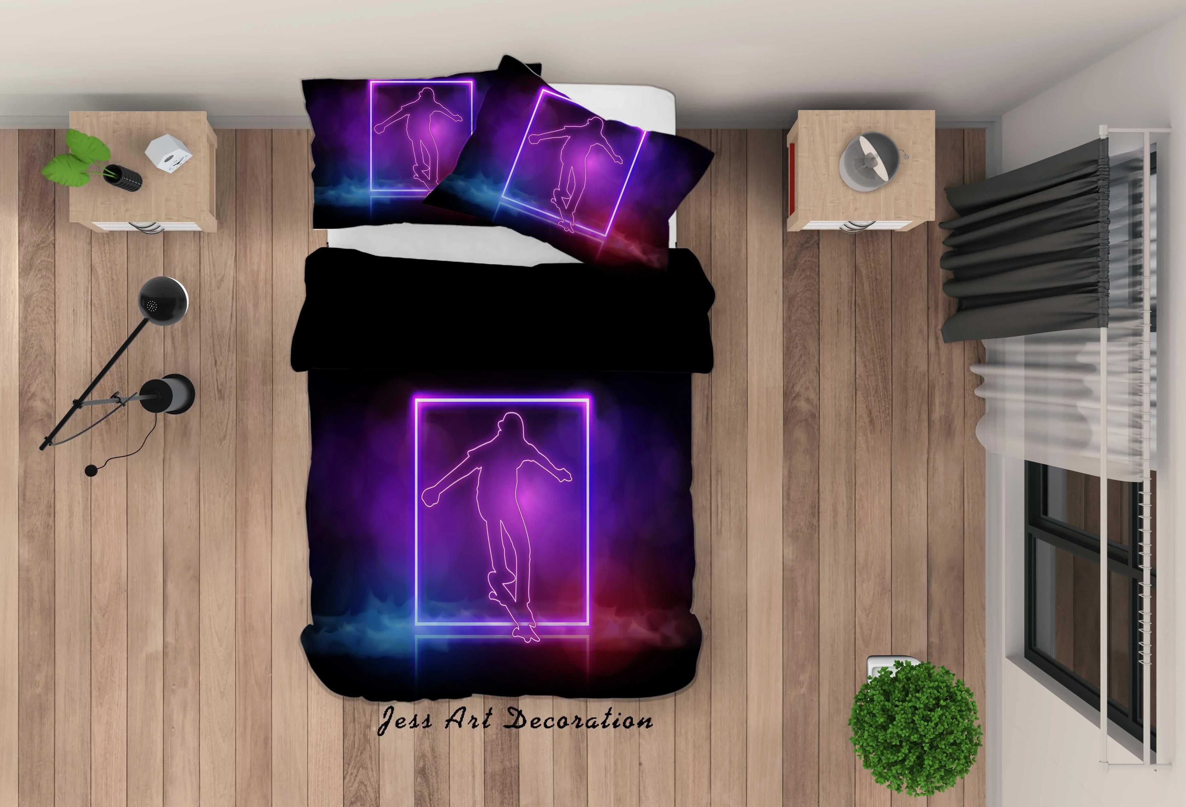 3D Abstract Skateboarder Quilt Cover Set Bedding Set Duvet Cover Pillowcases A036 LQH- Jess Art Decoration
