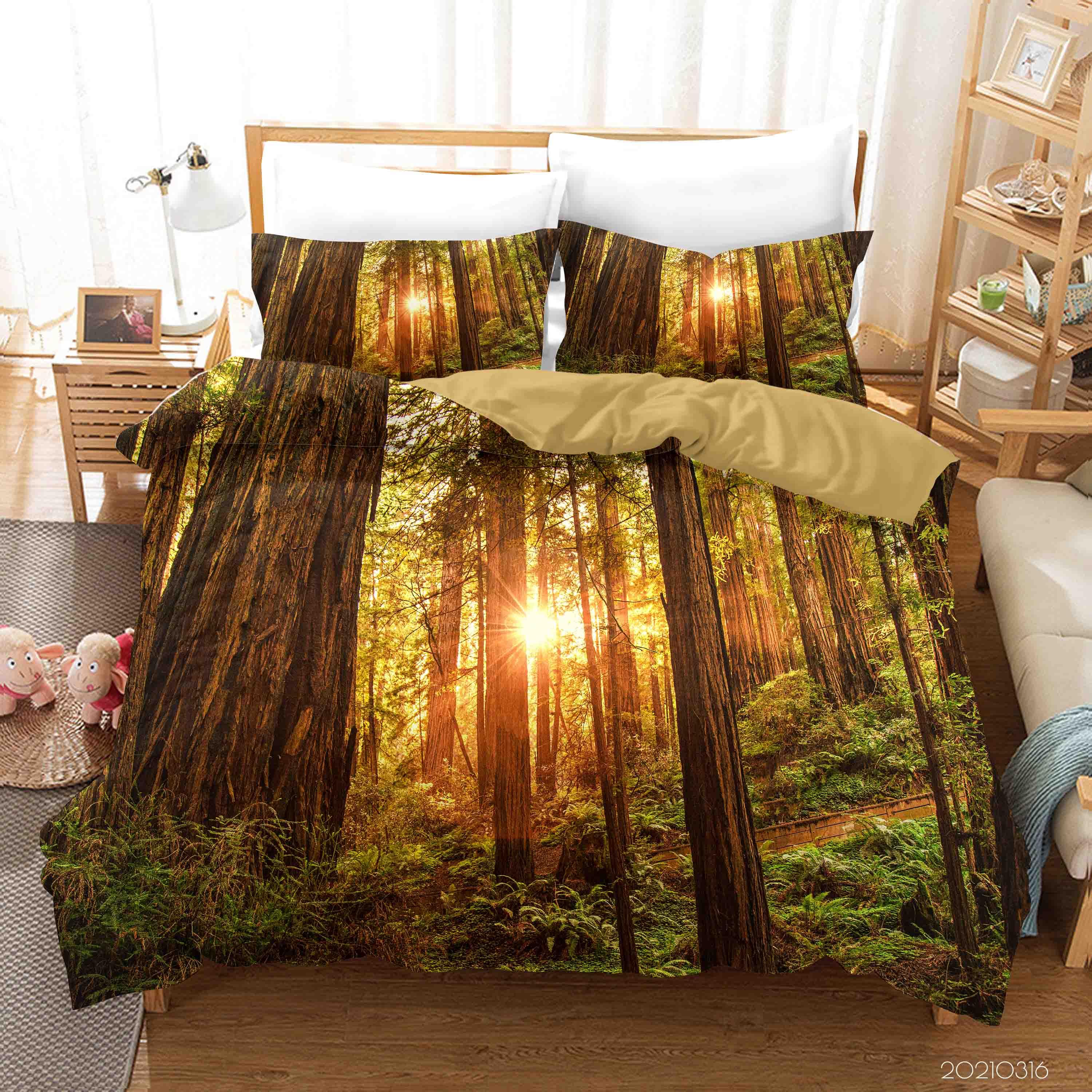 3D Sunshine Forest Landscape Quilt Cover Set Bedding Set Duvet Cover Pillowcases 140- Jess Art Decoration