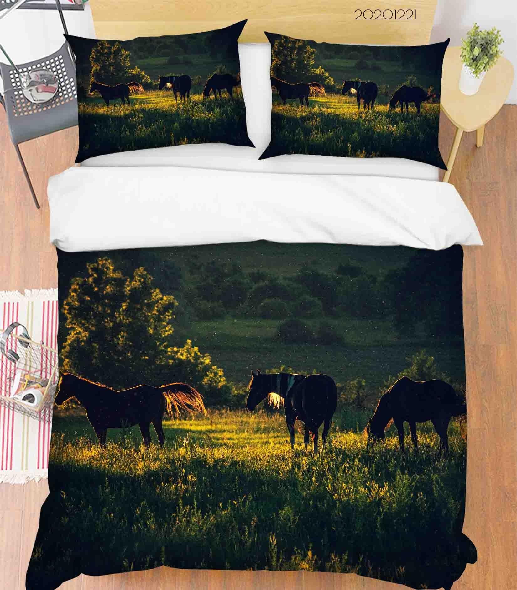 3D Forest Meadow Horse Quilt Cover Set Bedding Set Duvet Cover Pillowcases 216 LQH- Jess Art Decoration