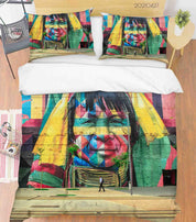 3D Abstract Art Colored Street Graffiti Quilt Cover Set Bedding Set Duvet Cover Pillowcases 86- Jess Art Decoration