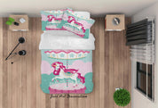 3D Carousel Unicorn Quilt Cover Set Bedding Set Duvet Cover Pillowcases SF138- Jess Art Decoration