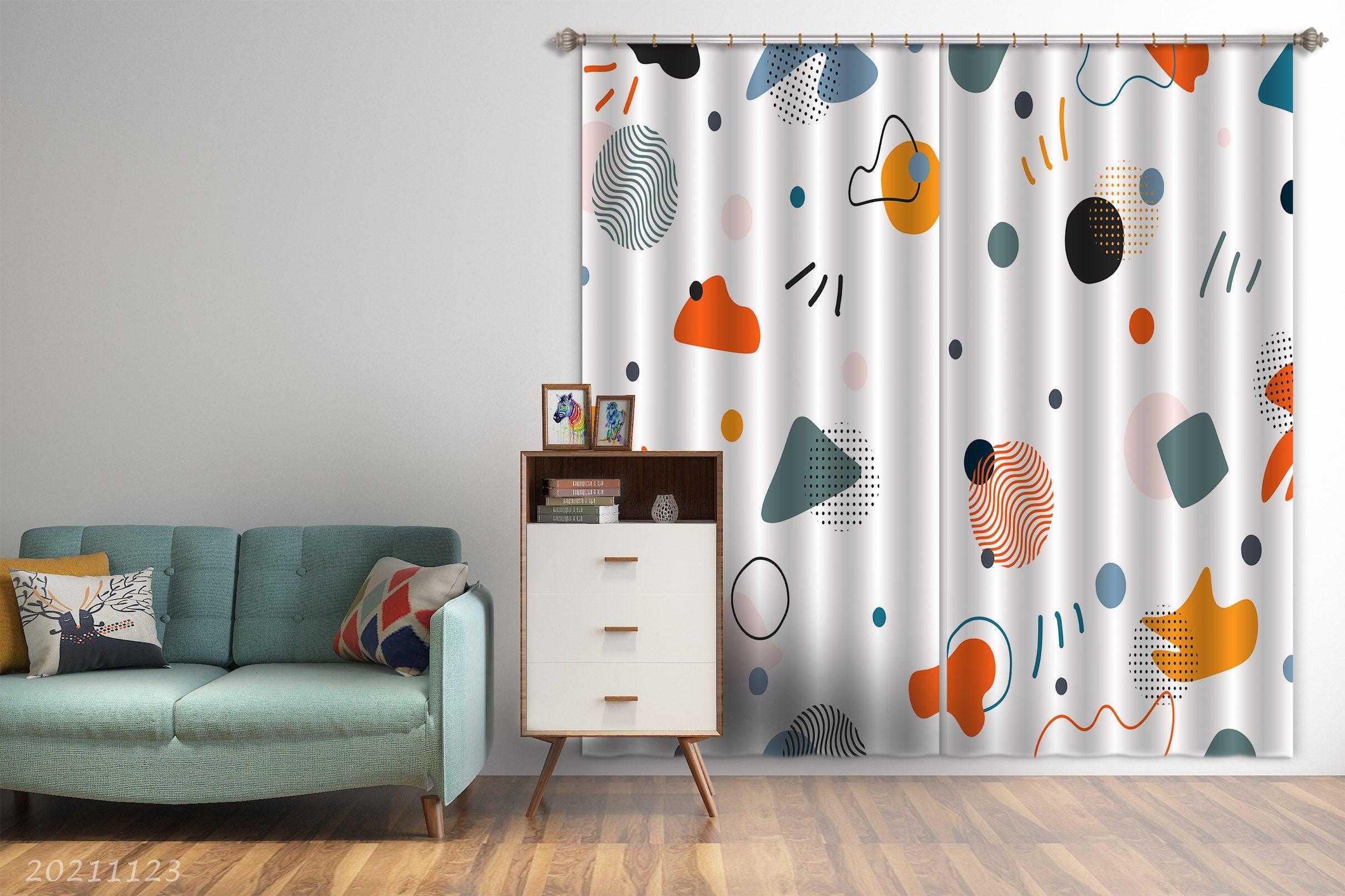 3D Abstract Color Geometry Curtains and Drapes LQH 167- Jess Art Decoration