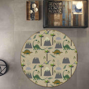 3D Cartoon Animal Dinosaur Coconut Tree Kids Non-Slip Round Rug Mat 11- Jess Art Decoration