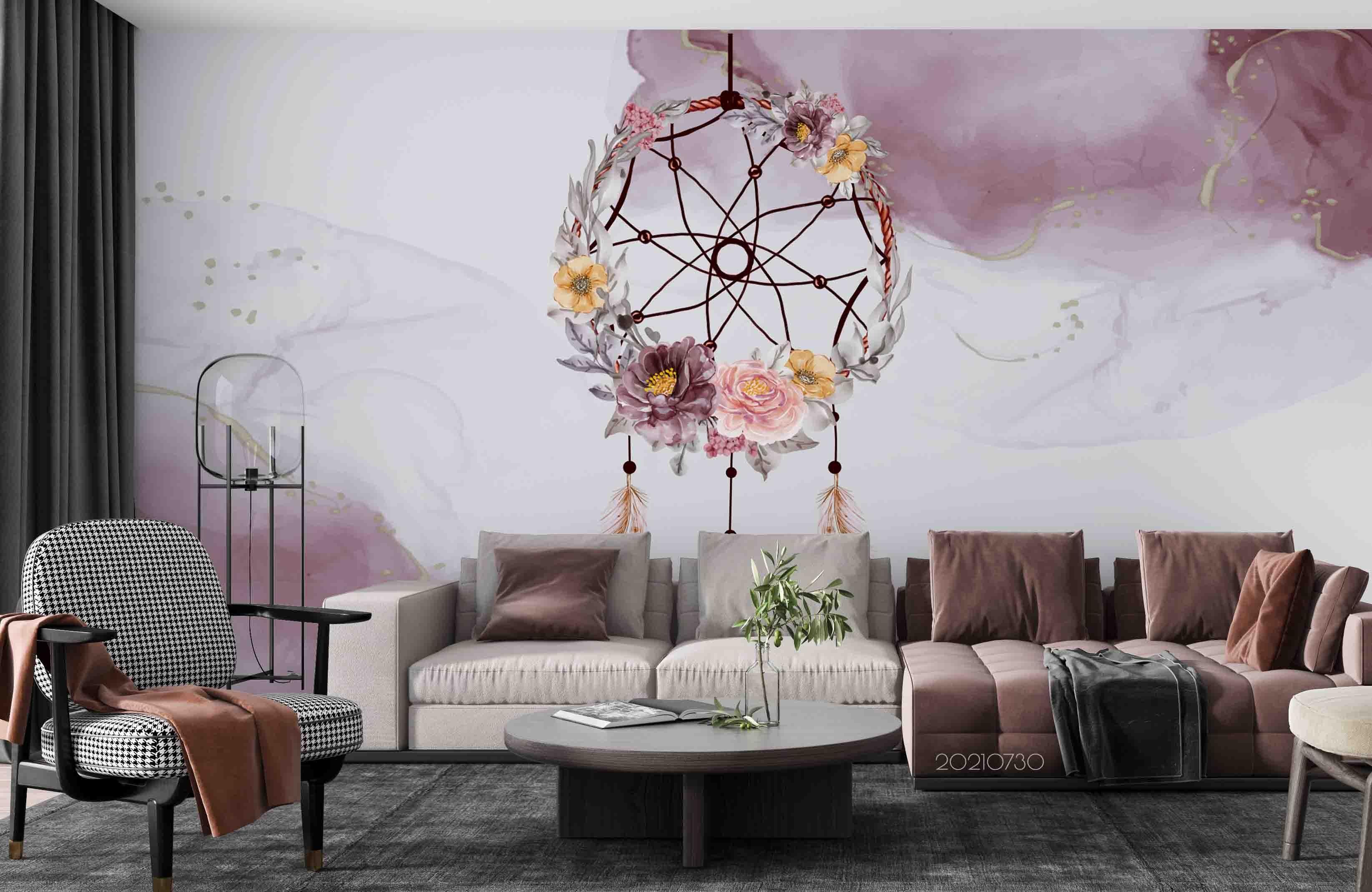 3D Watercolor Tribal Feather Floral Wall Mural Wallpaper SWW4477- Jess Art Decoration