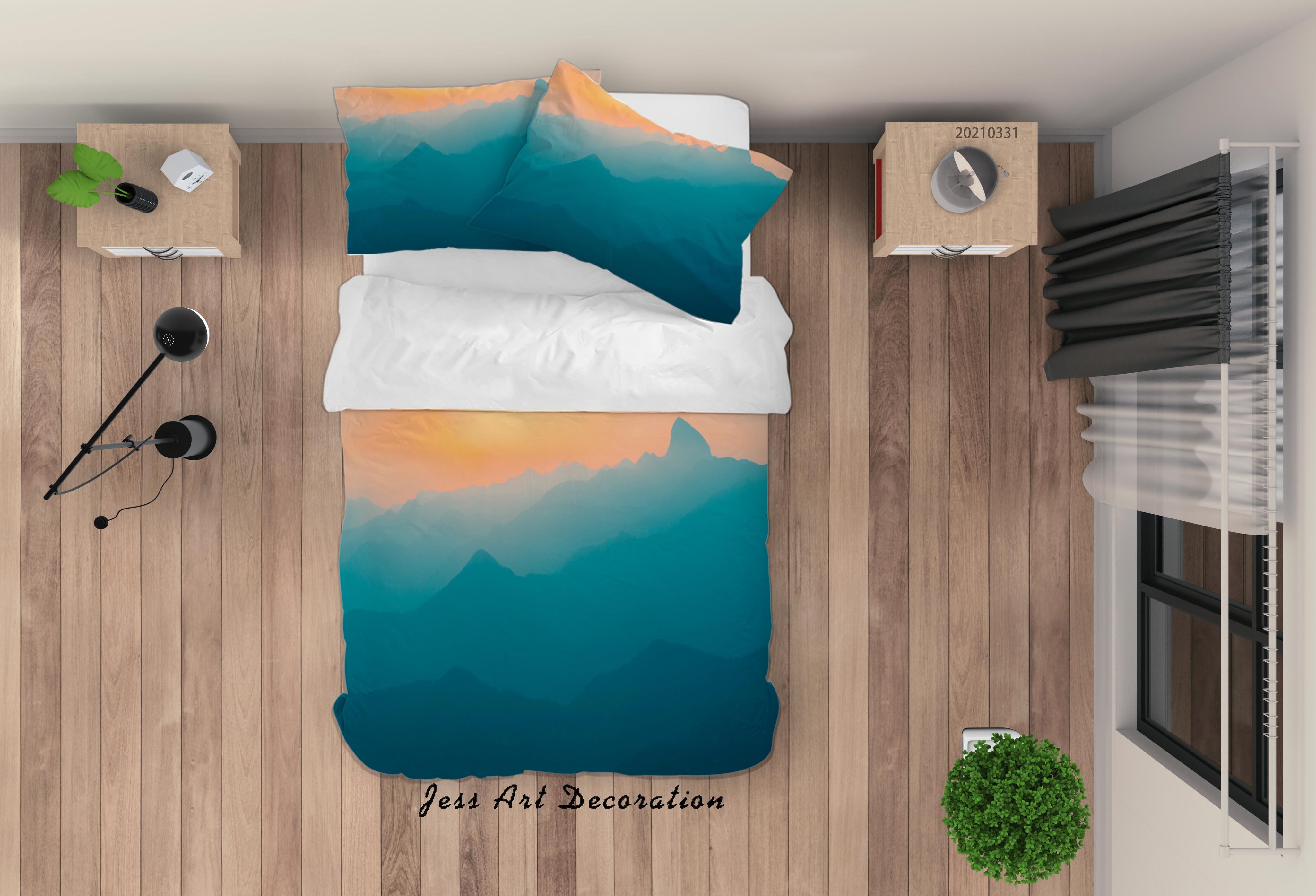 3D Watercolor Mountain Landscape Quilt Cover Set Bedding Set Duvet Cover Pillowcases 317- Jess Art Decoration
