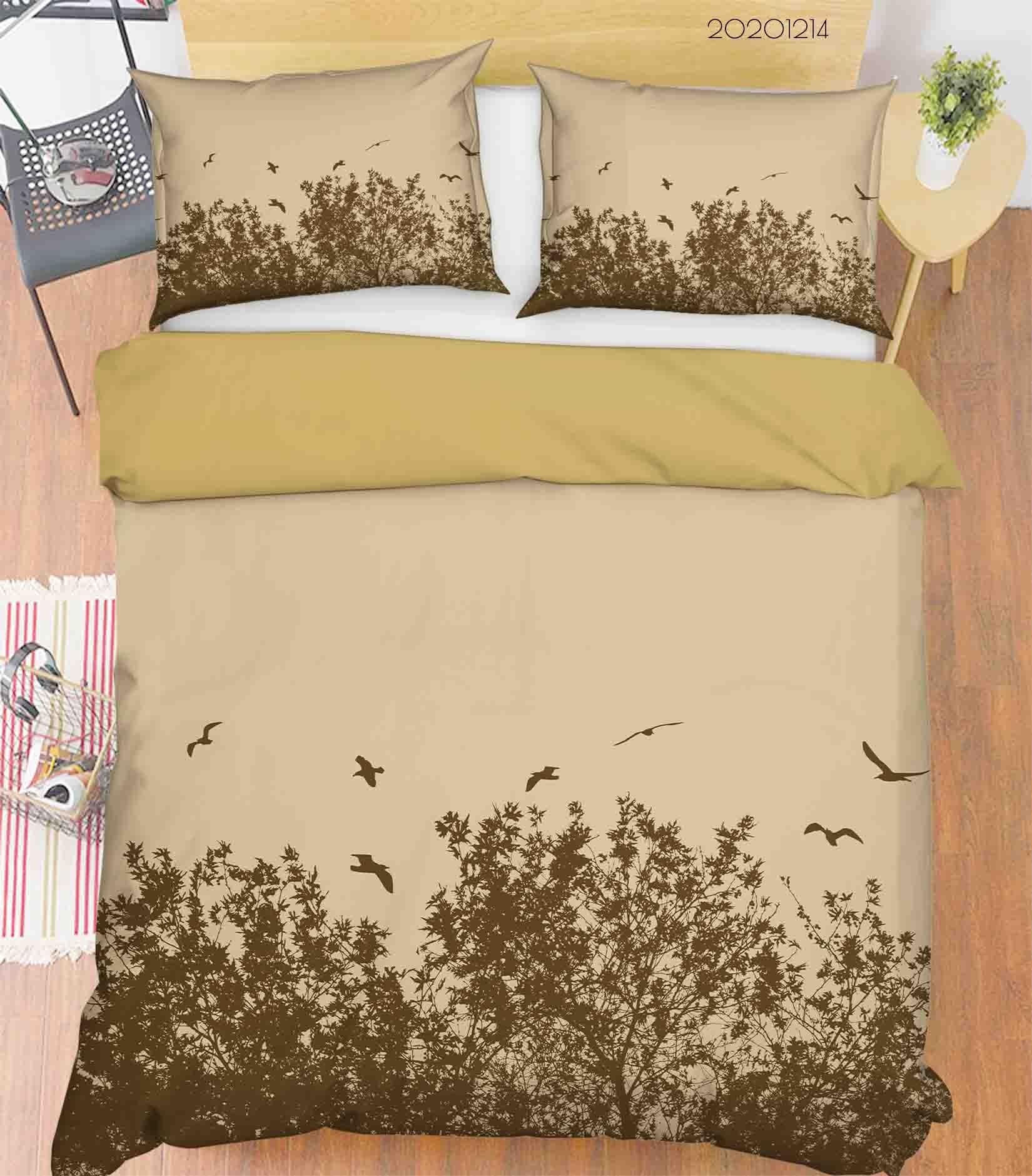 3D Vintage Tree Plant Bird Quilt Cover Set Bedding Set Duvet Cover Pillowcases LXL- Jess Art Decoration