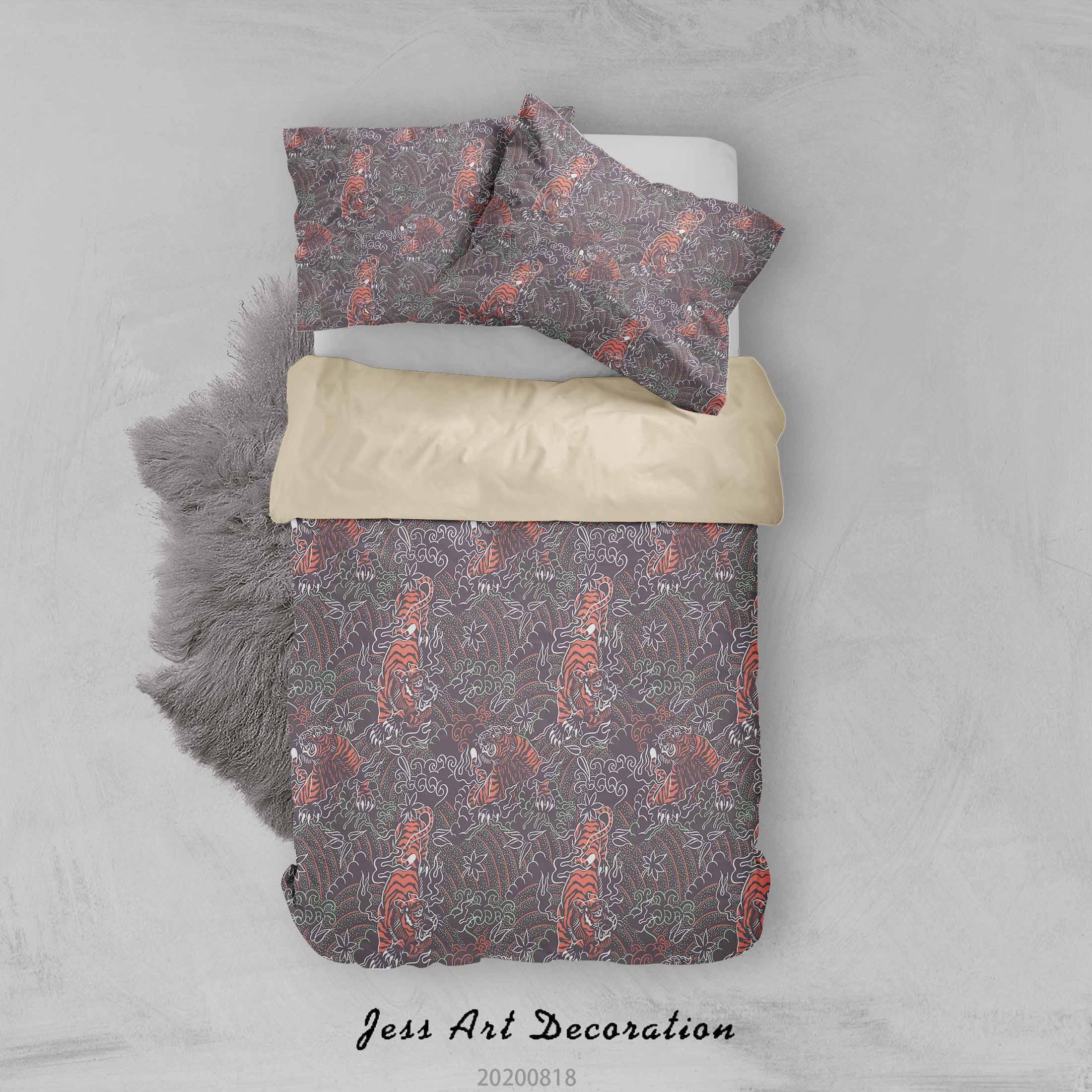 3D Vintage Tiger Animal Quilt Cover Set Bedding Set Duvet Cover Pillowcases LXL- Jess Art Decoration