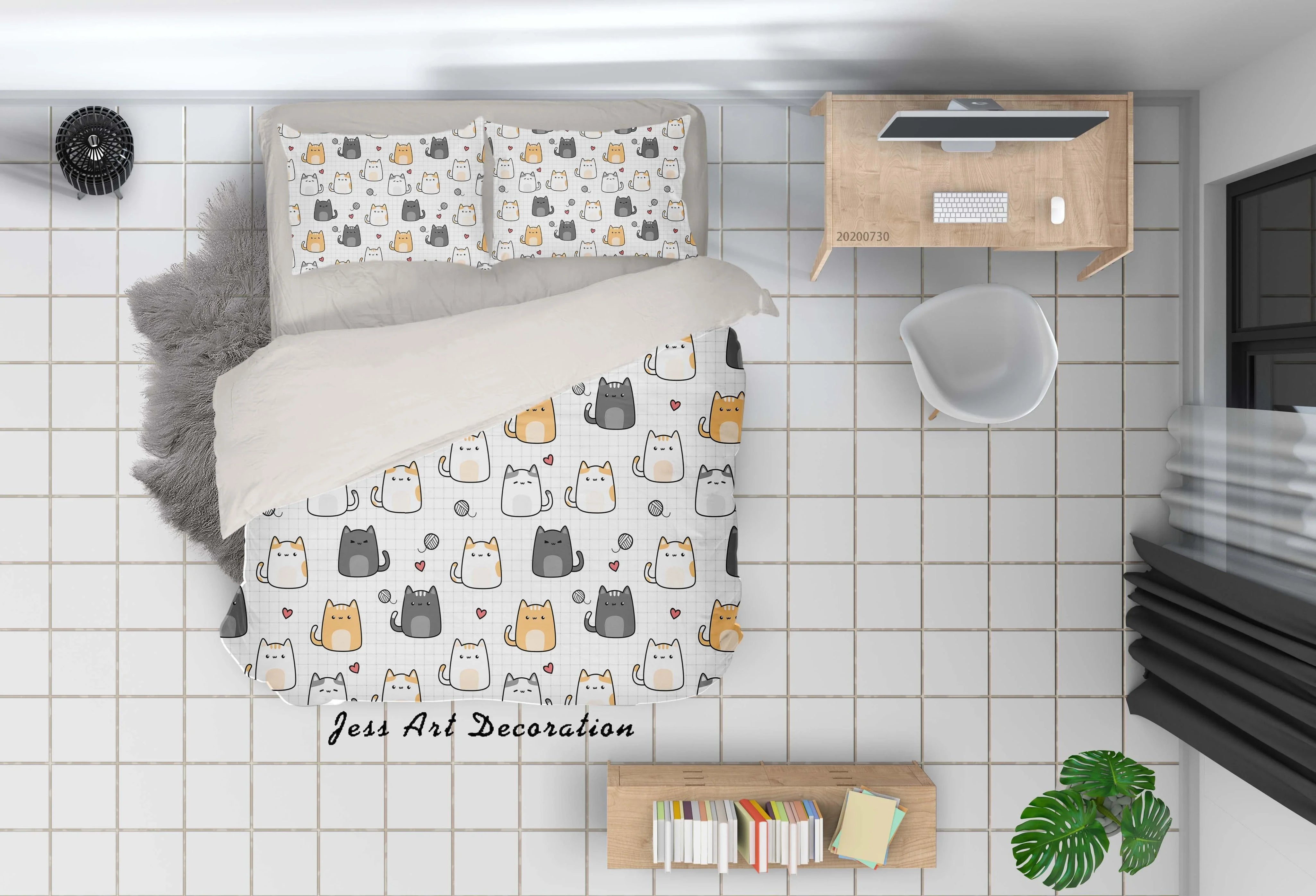 3D Cartoon Cat Quilt Cover Set Bedding Set Duvet Cover Pillowcases LXL 43- Jess Art Decoration