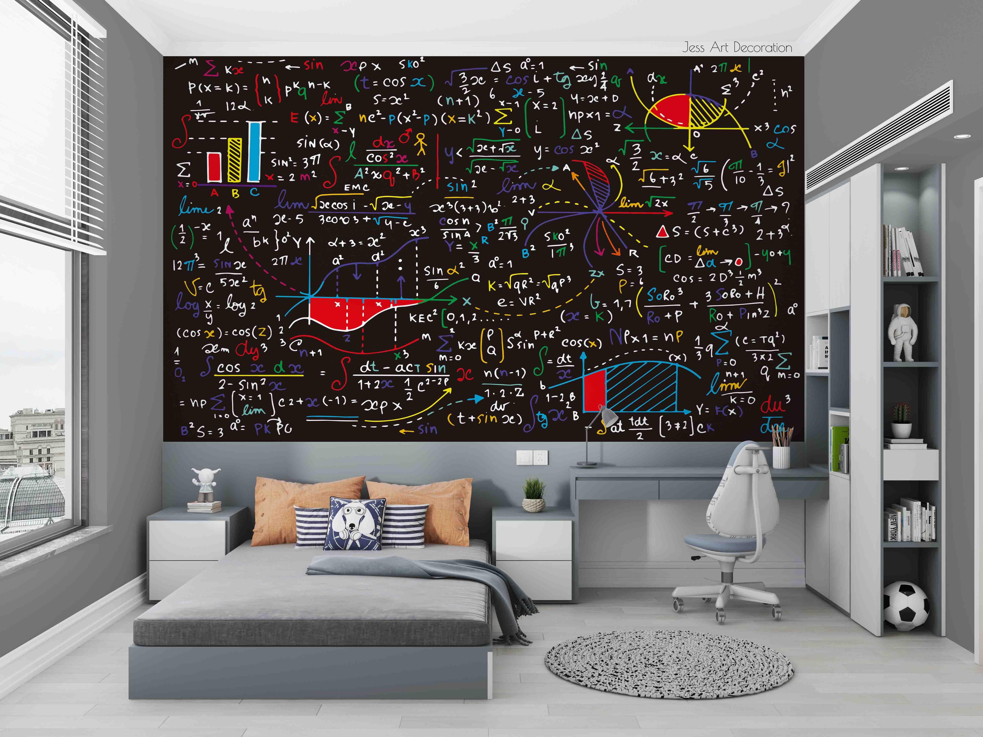 3D Math Formula Function Graph Calculation Pattern Wall Mural Wallpaper GD 2613- Jess Art Decoration