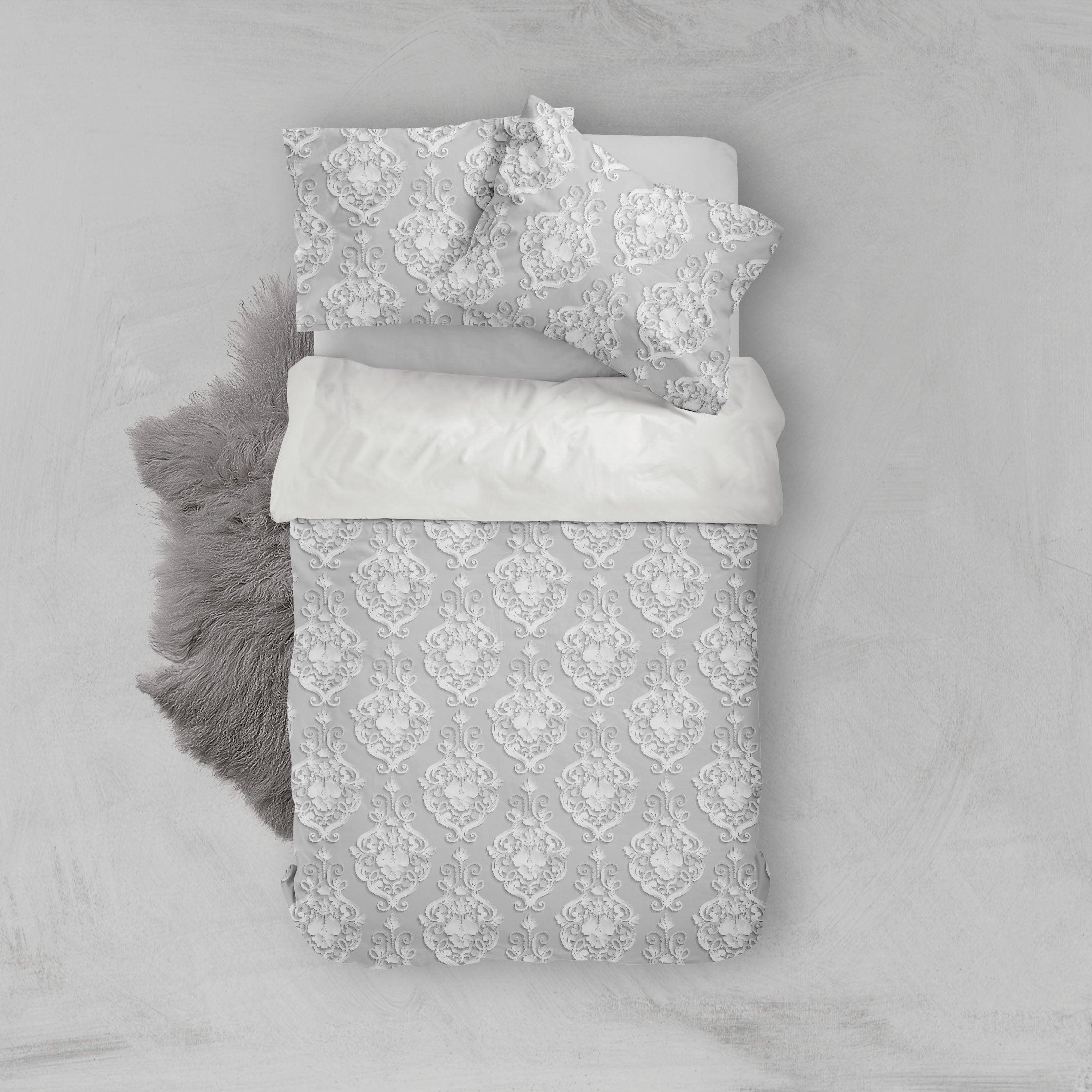 3D White Flowers Pattern Quilt Cover Set Bedding Set Pillowcases  94- Jess Art Decoration