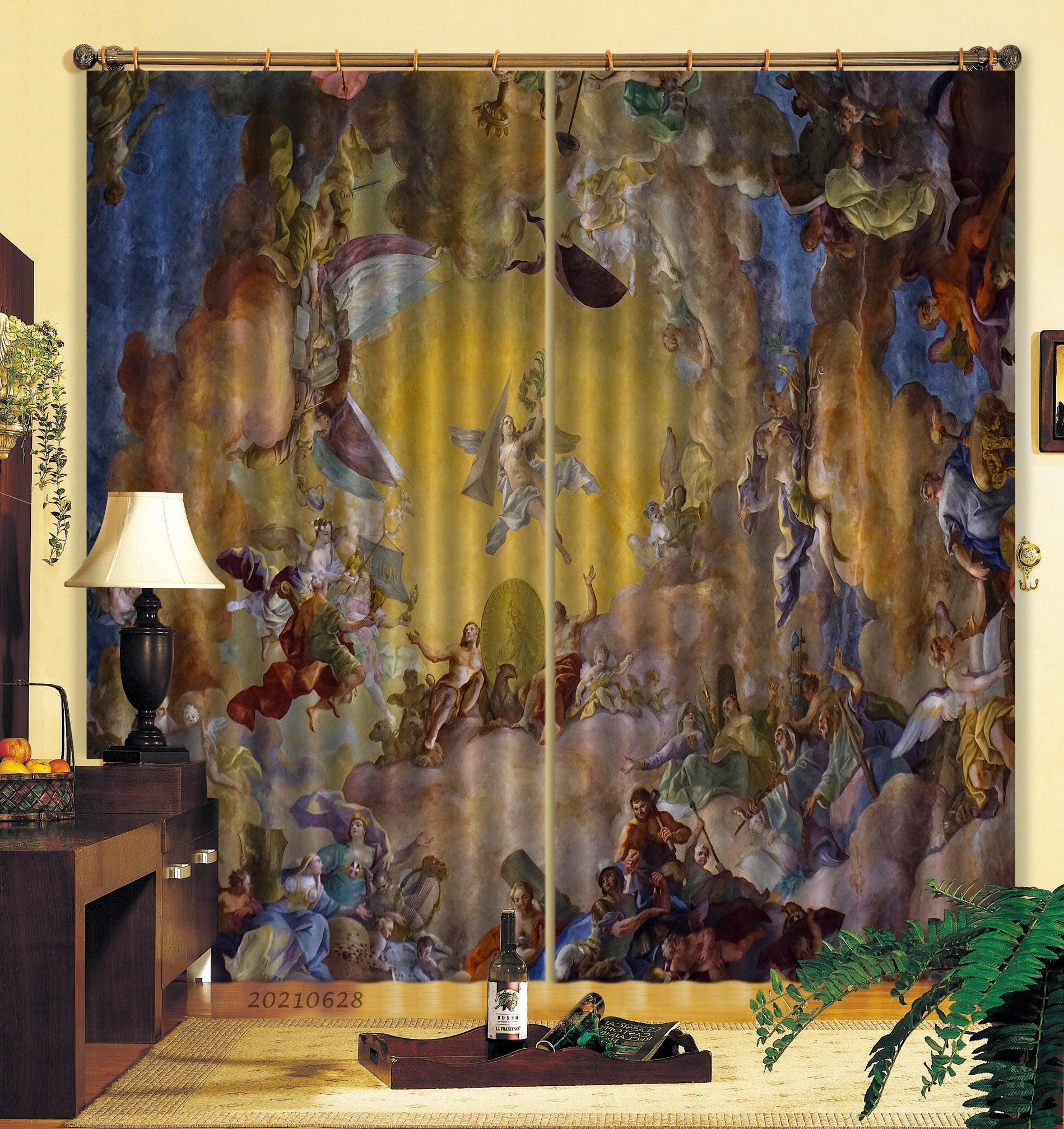 3D European Religious Oil Painting Curtains and Drapes LQH 96- Jess Art Decoration