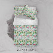 3D Fresh Red Flamingo Leaves Pattern Quilt Cover Set Bedding Set Duvet Cover Pillowcases WJ 3704- Jess Art Decoration