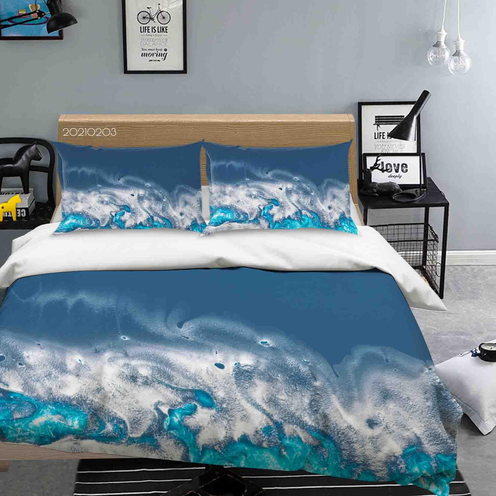 3D Abstract Blue Marble Texture Quilt Cover Set Bedding Set Duvet Cover Pillowcases 103- Jess Art Decoration