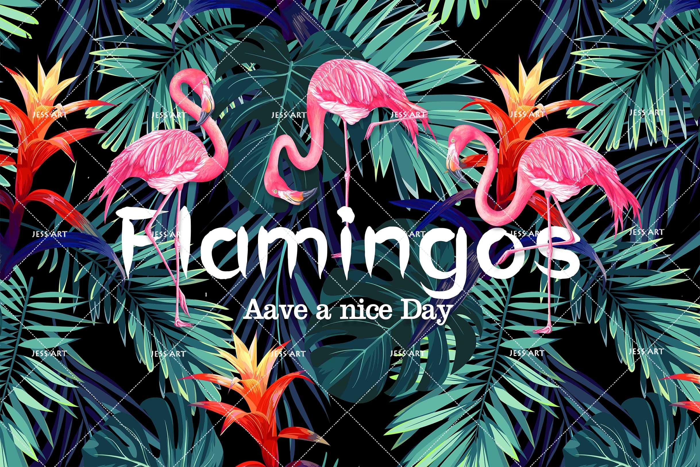 3D Pink Flamingo Tropical Leaves Wall Mural Wallpaper 105- Jess Art Decoration