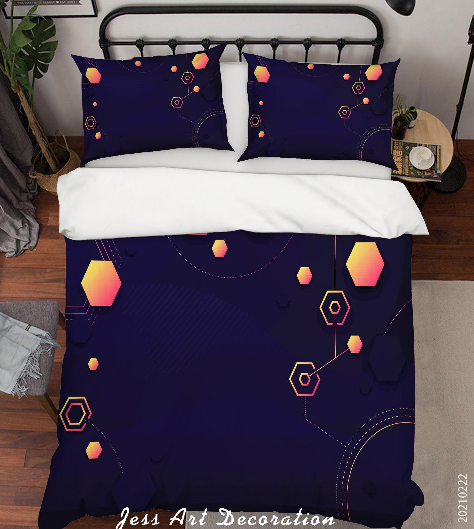 3D Abstract Geometry Hexagon Quilt Cover Set Bedding Set Duvet Cover Pillowcases 145- Jess Art Decoration
