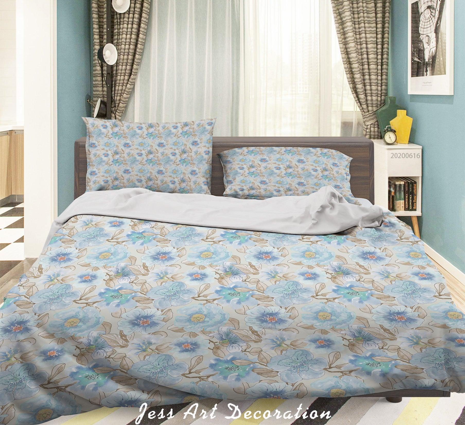 3D Blue Floral Quilt Cover Set Bedding Set Duvet Cover Pillowcases SF24- Jess Art Decoration