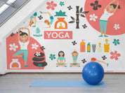 3D Yoga Action Girls Plant Floral Leaf Illustration Wall Mural Wallpaper GD 2547- Jess Art Decoration