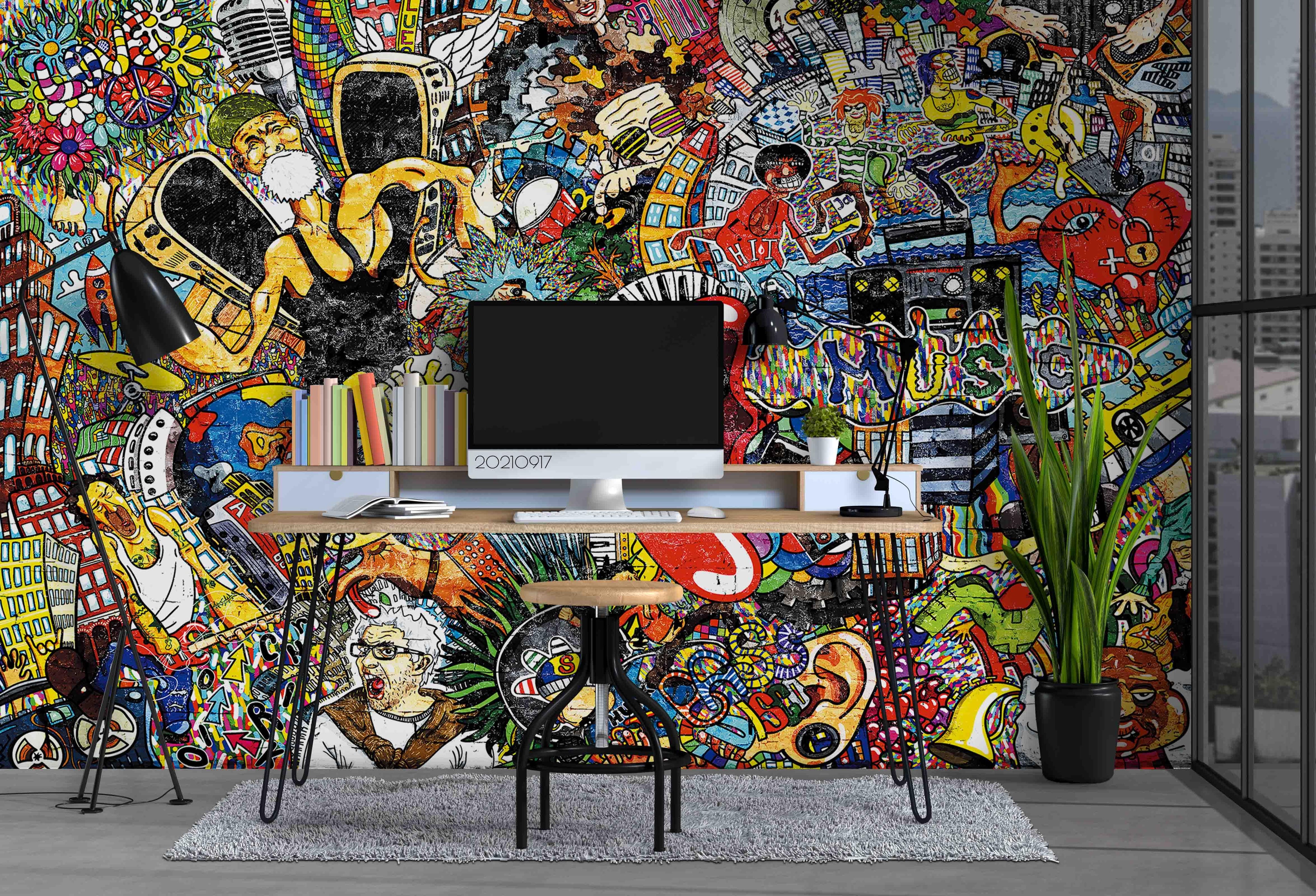 3D Abstract Color Graffiti Wall Mural Wallpaper LQH 127- Jess Art Decoration