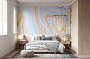 3D White Golden Marble Texture Flowing Wall Mural Wallpaper SWW3626- Jess Art Decoration