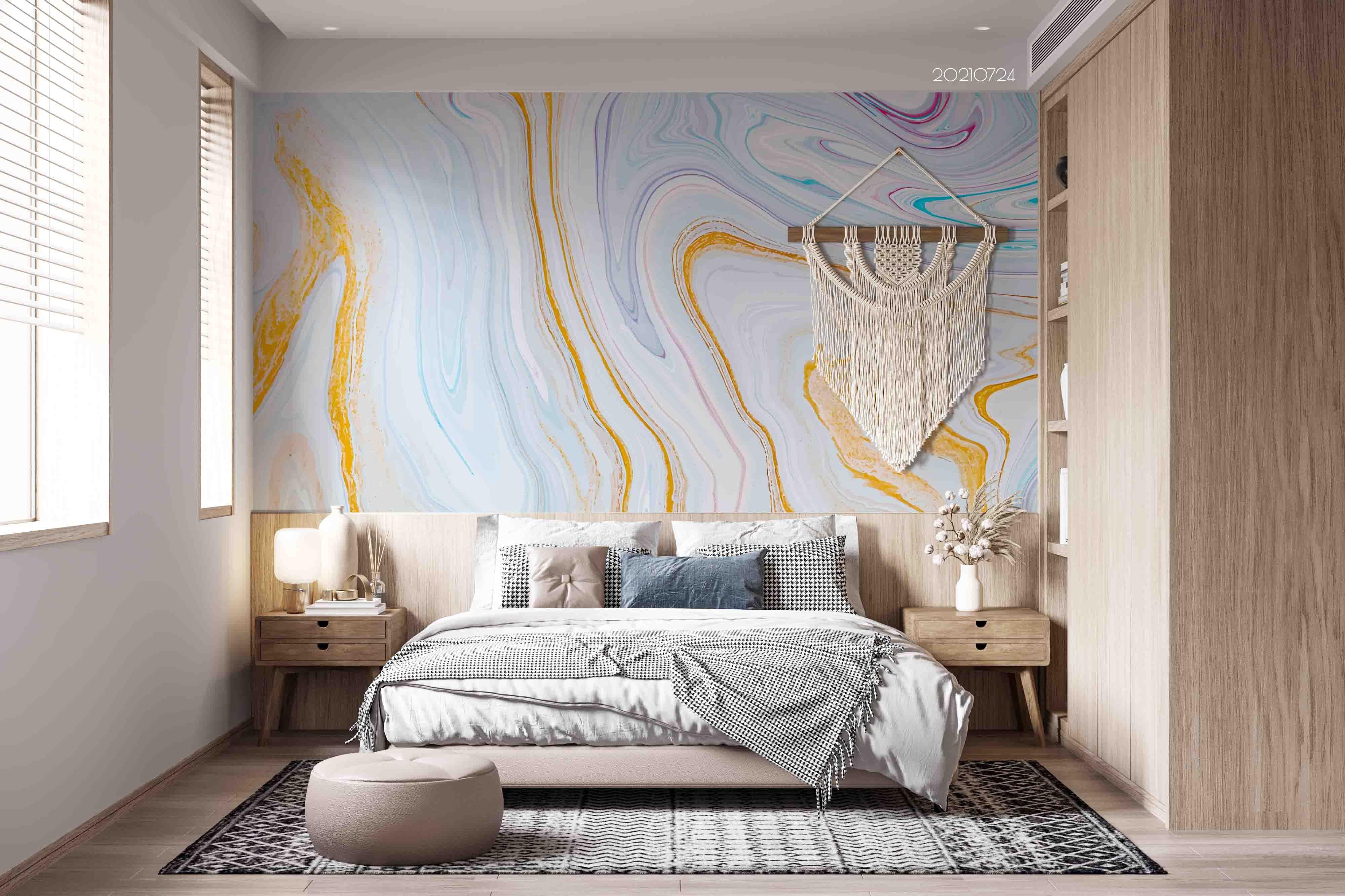 3D White Golden Marble Texture Flowing Wall Mural Wallpaper SWW3626- Jess Art Decoration