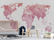 3D Pink World Map Wall Mural Wallpaper LQH 351- Jess Art Decoration
