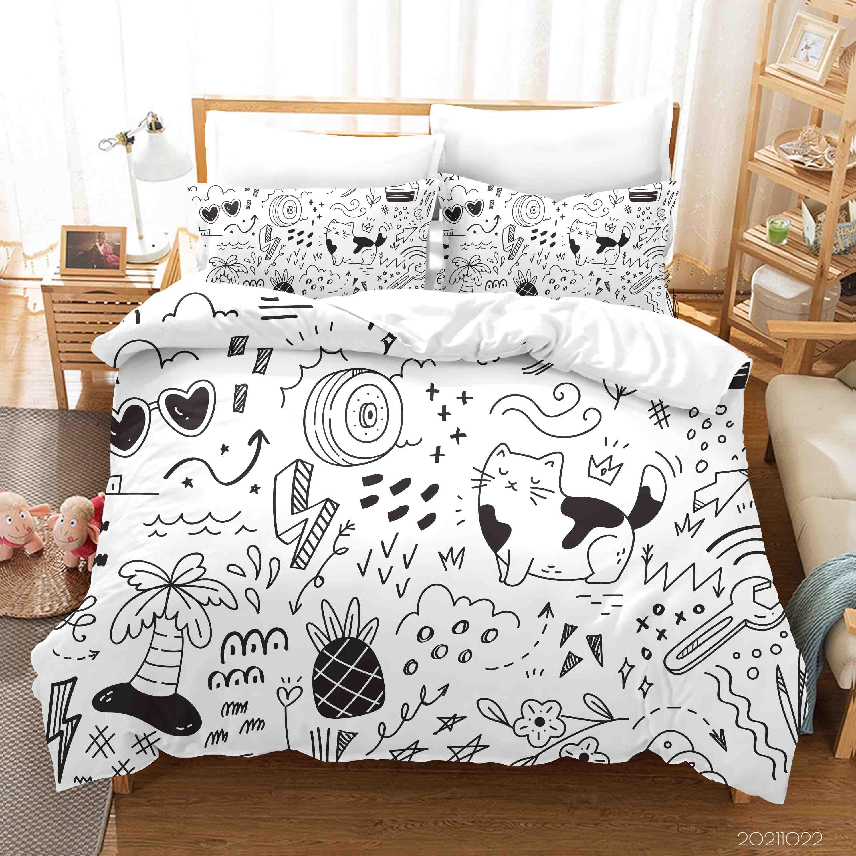 3D Abstract Art Graffiti Quilt Cover Set Bedding Set Duvet Cover Pillowcases 2- Jess Art Decoration