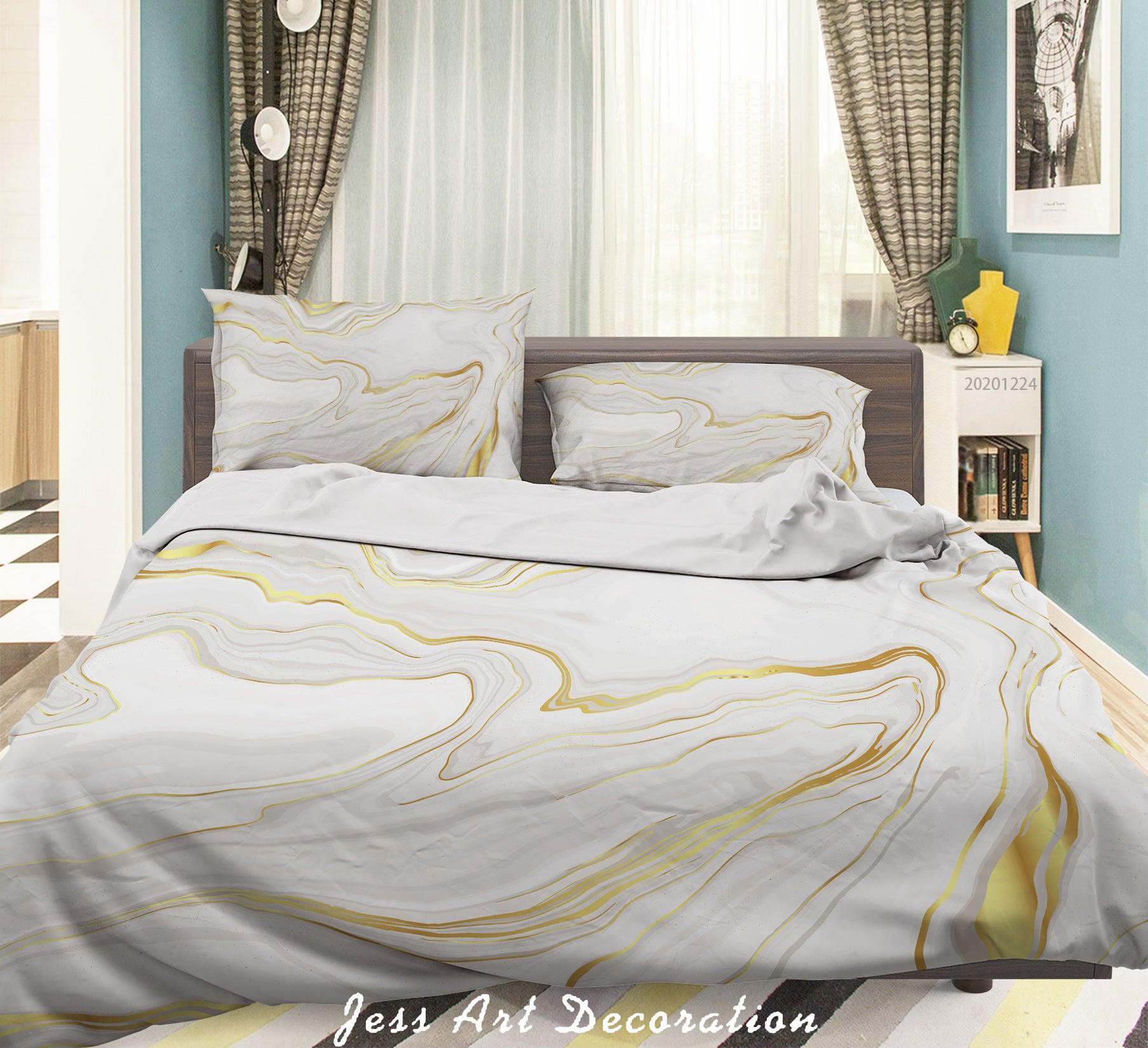 3D Watercolor White Marble Quilt Cover Set Bedding Set Duvet Cover Pillowcases 69 LQH- Jess Art Decoration