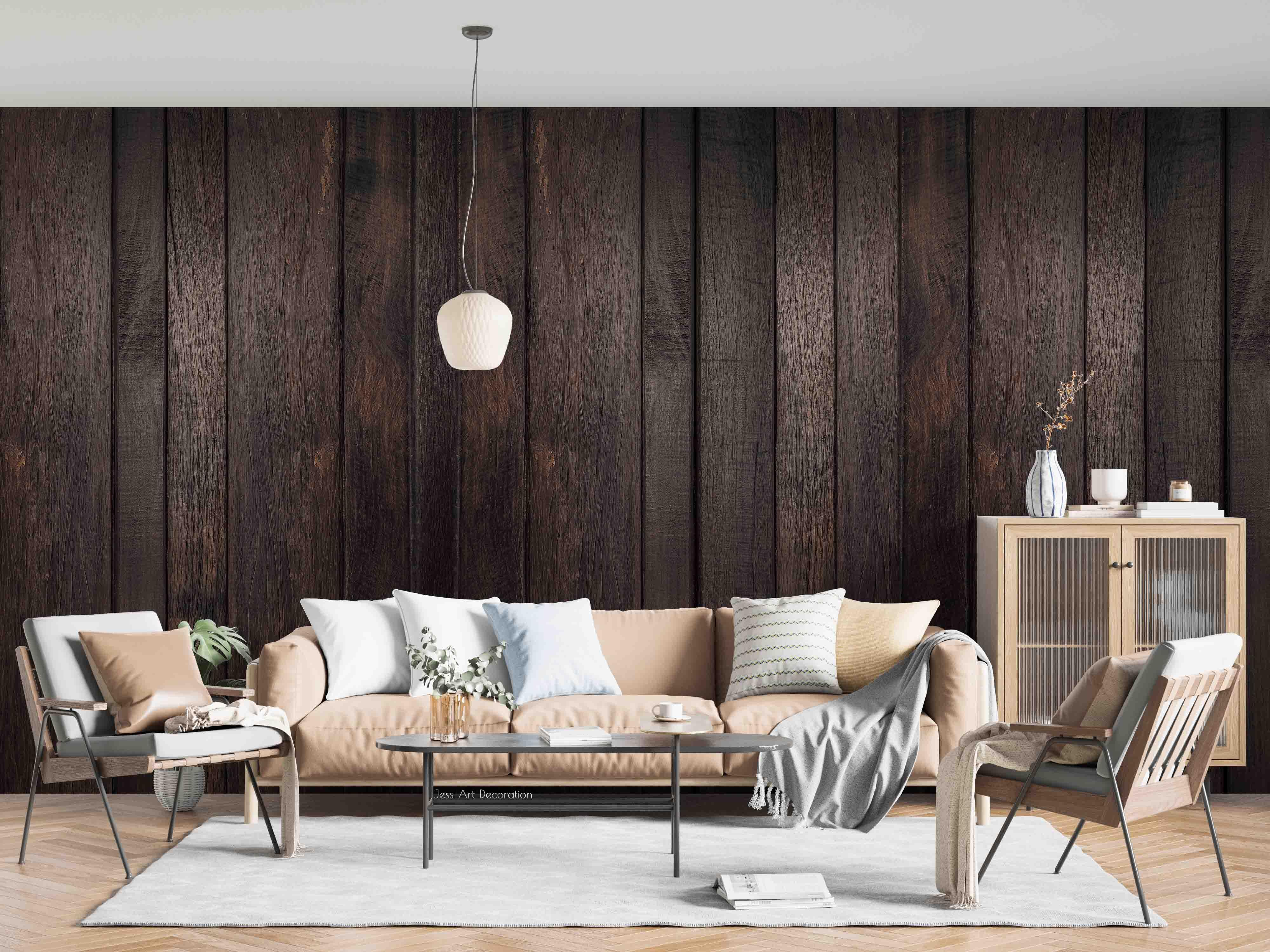 3D Dark Brown Wooden Board Wall Mural Wallpaper GD 2716- Jess Art Decoration