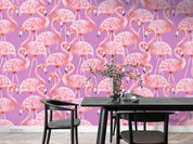 3D Hand Drawn Animal Pink Flamingo Wall Mural Wallpaper LQH 62- Jess Art Decoration