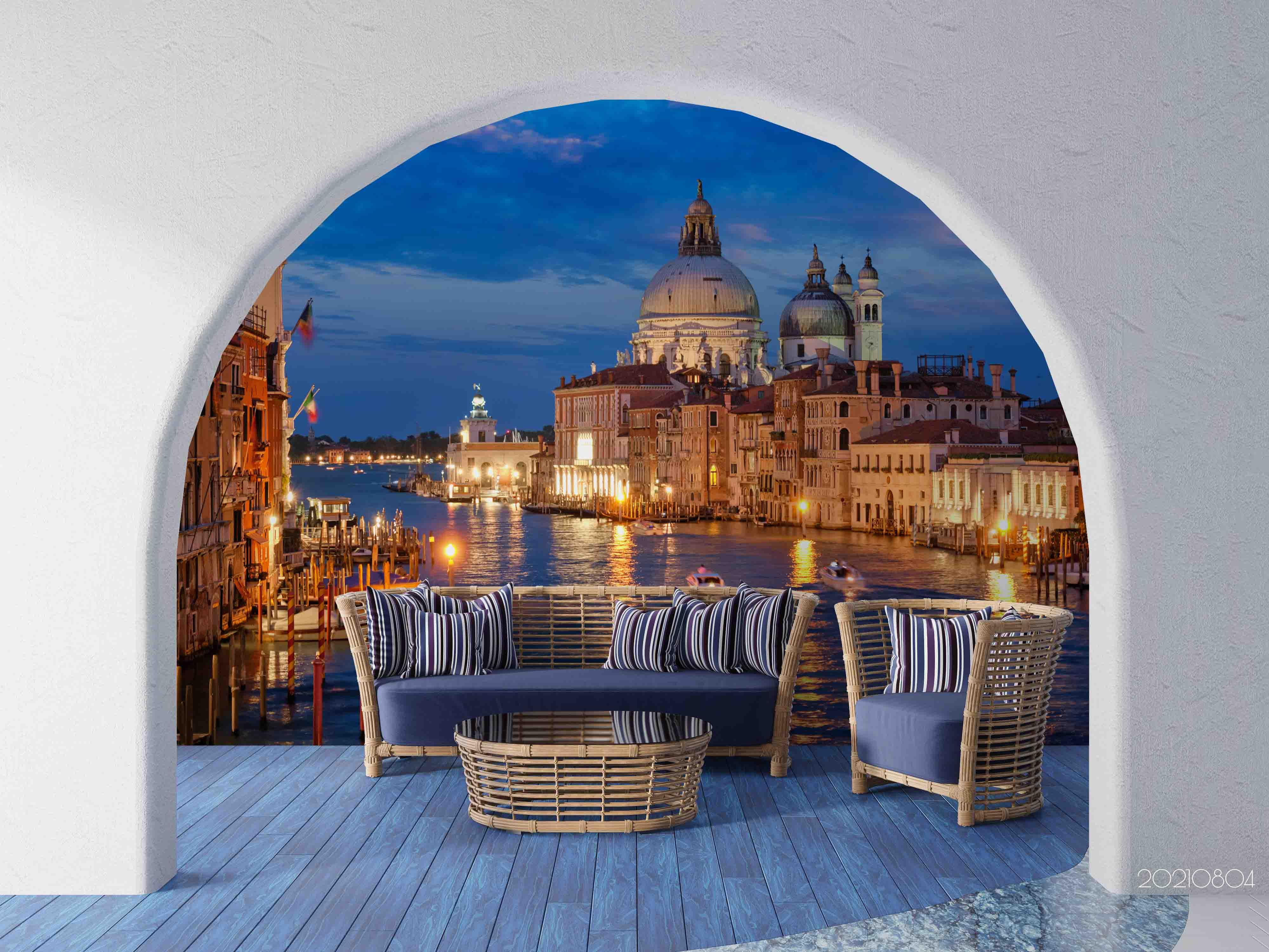 3D  Water City Venice Night View Wall Mural Wallpaper SWW5078- Jess Art Decoration