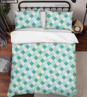 3D Abstract Green Geometric Pattern Quilt Cover Set Bedding Set Duvet Cover Pillowcases 314- Jess Art Decoration