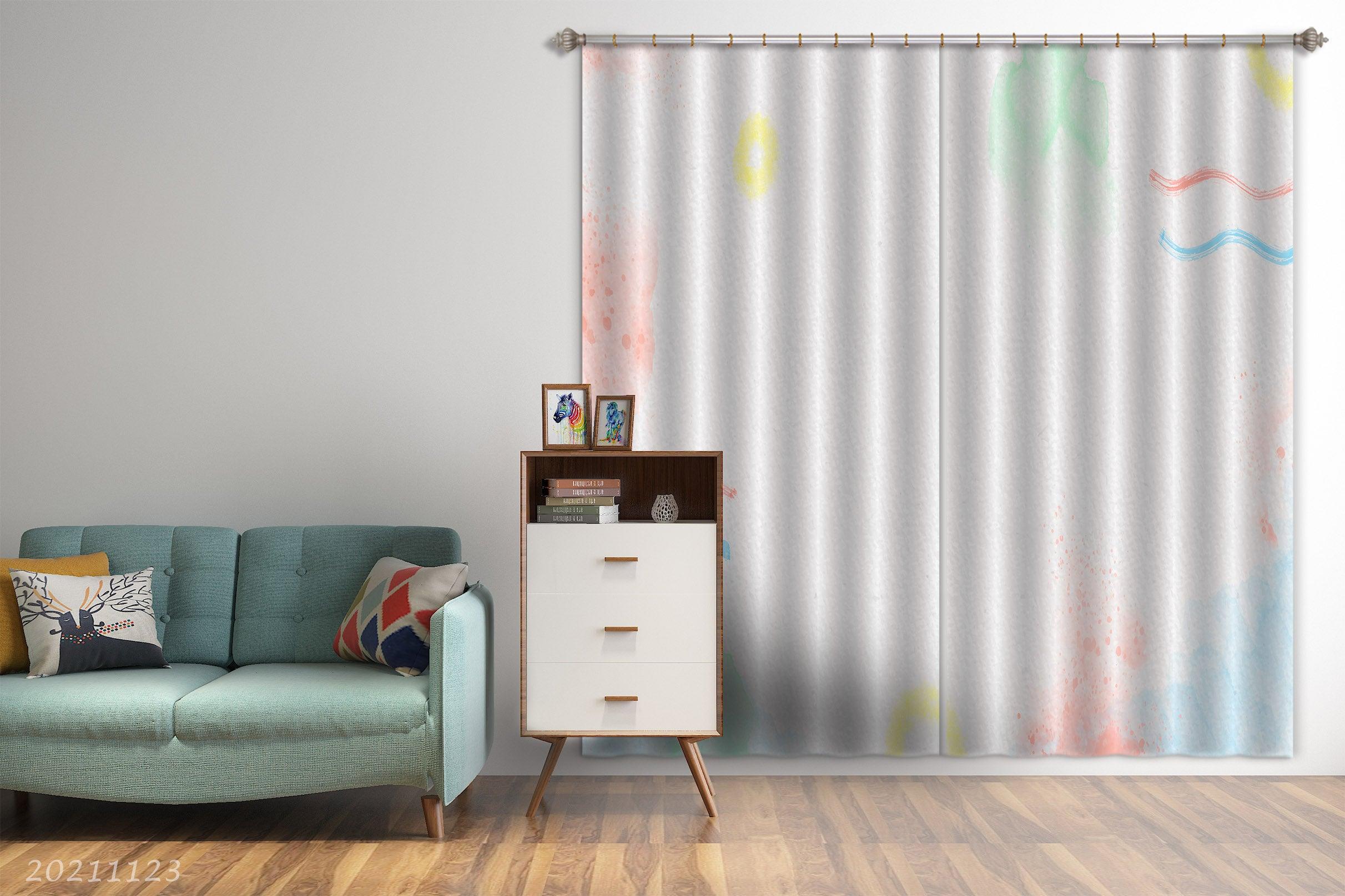 3D Abstract Color Geometry Curtains and Drapes LQH 147- Jess Art Decoration