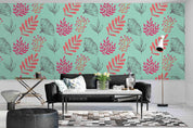 3D Green Floral Leaves Wall Mural Wallpaper SF 35- Jess Art Decoration