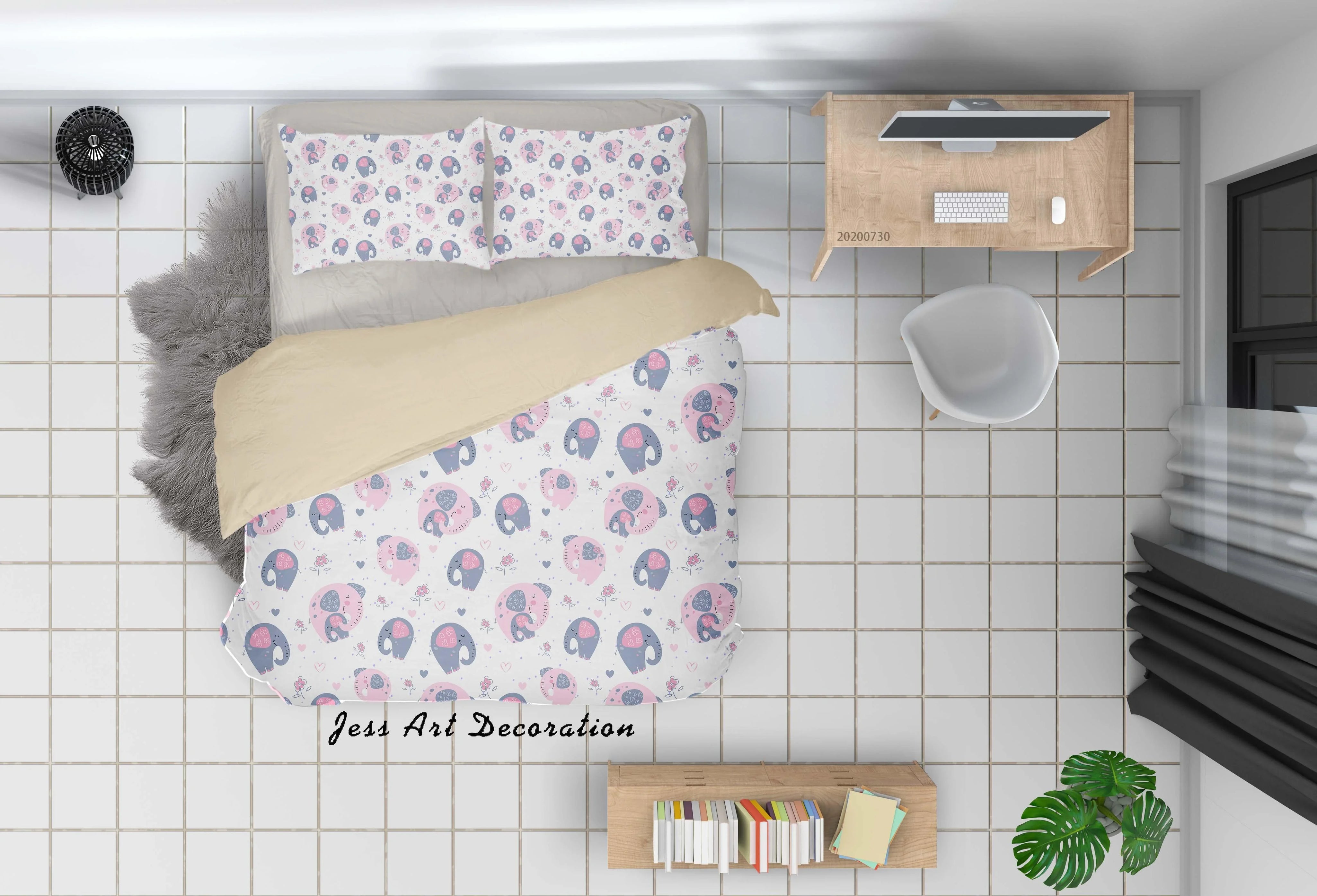 3D Cartoon Floral Elephant Quilt Cover Set Bedding Set Duvet Cover Pillowcases LXL 56- Jess Art Decoration