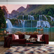 3D Forest Waterfall Landscape Wall Mural Wallpaper LQH 283- Jess Art Decoration