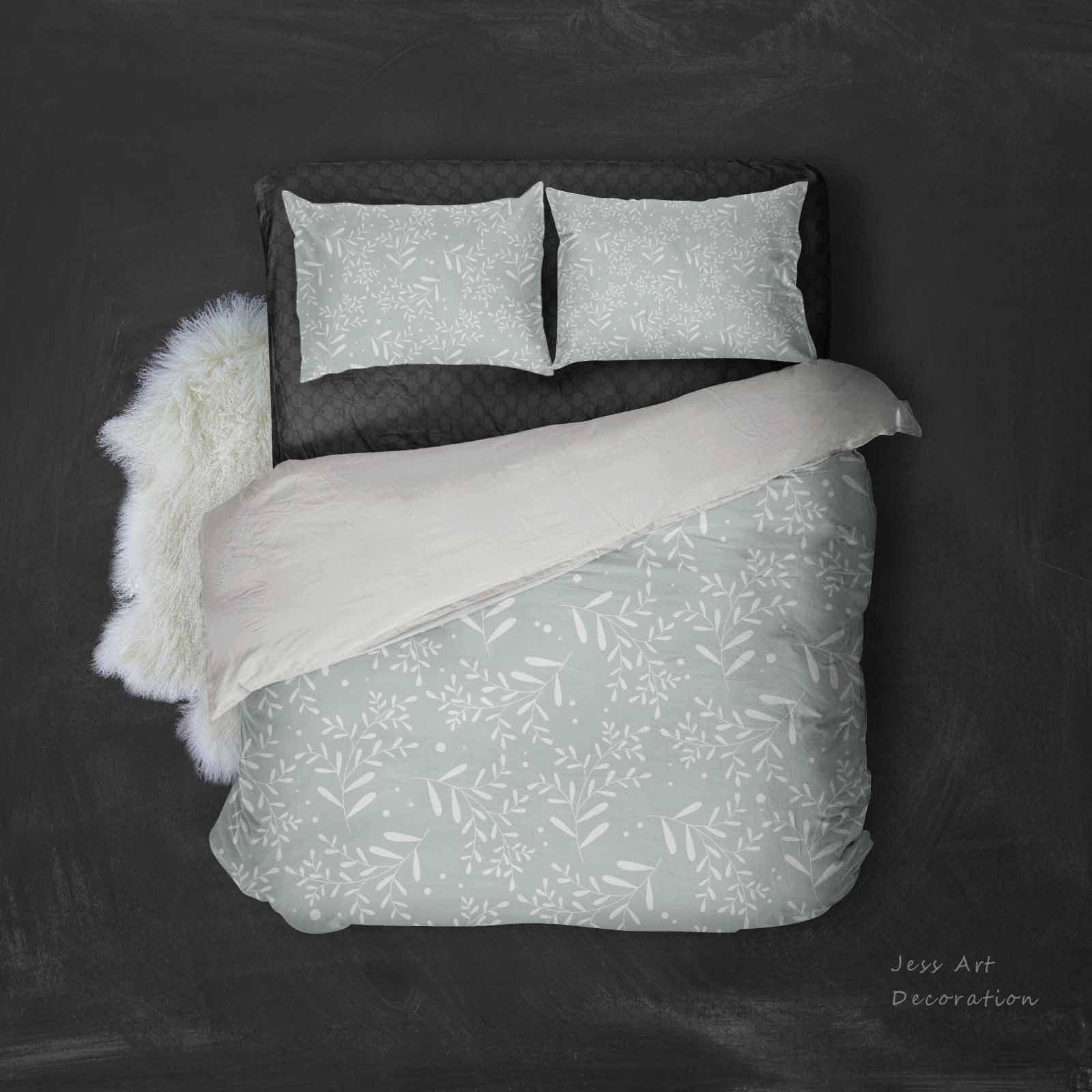 3D White Branches Light Green Quilt Cover Set Bedding Set Pillowcases 38- Jess Art Decoration