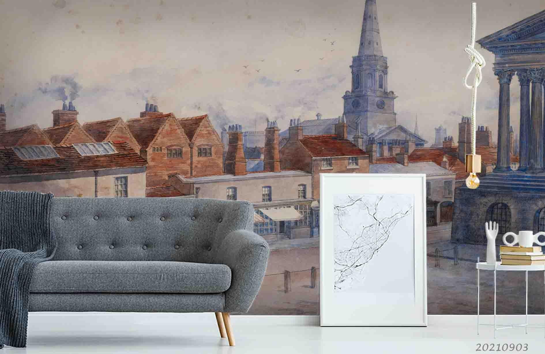 3D City Architecture Landscape Oil Painting Wall Mural Wallpaper LQH 121- Jess Art Decoration