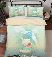 3D Cartoon Elephant Umbrella Quilt Cover Set Bedding Set Duvet Cover Pillowcases SF27- Jess Art Decoration