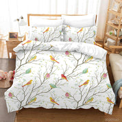3D Hand Drawn Animal Color Bird Branch Quilt Cover Set Bedding Set Duvet Cover Pillowcases 60- Jess Art Decoration