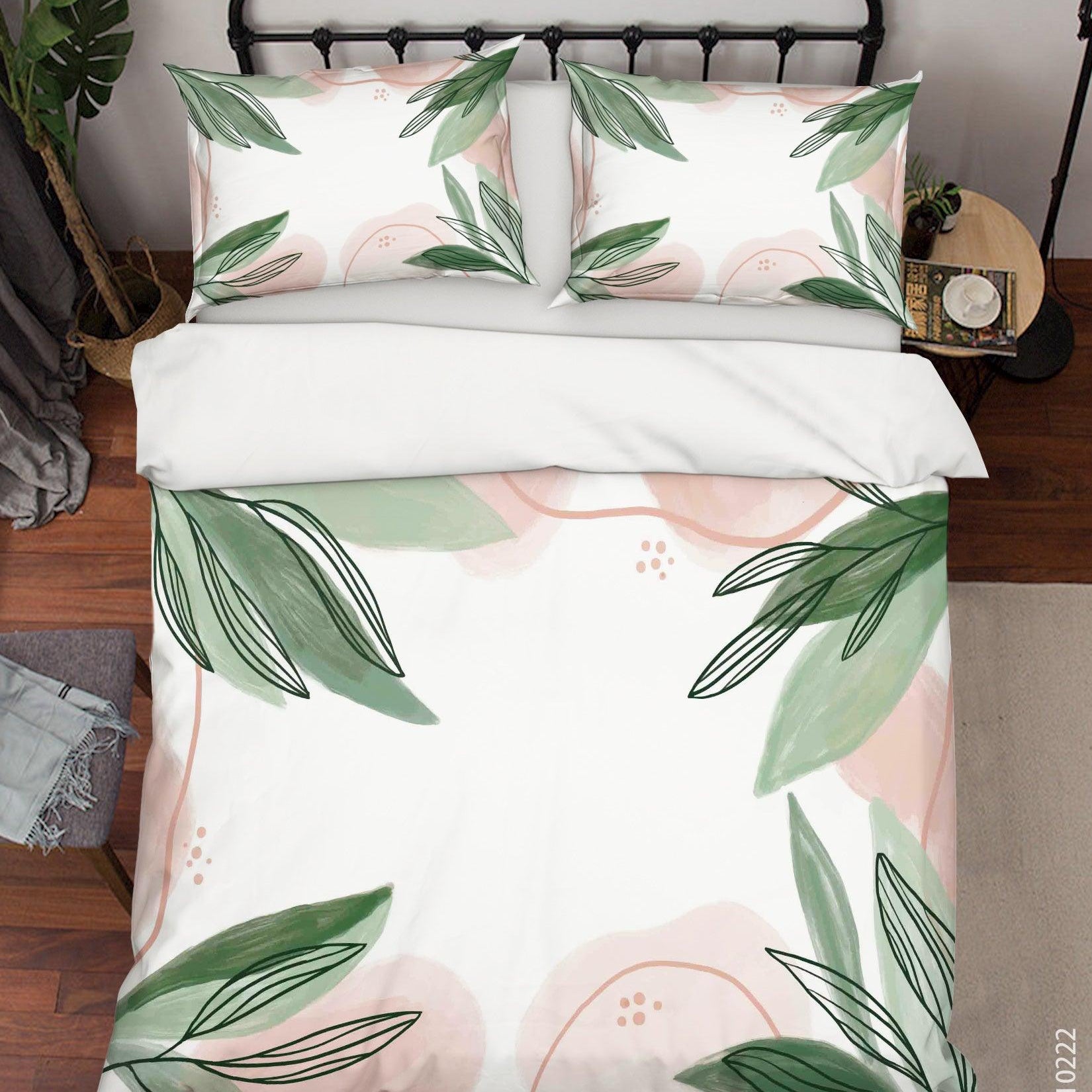 3D Watercolor Green Leaf Quilt Cover Set Bedding Set Duvet Cover Pillowcases 127- Jess Art Decoration