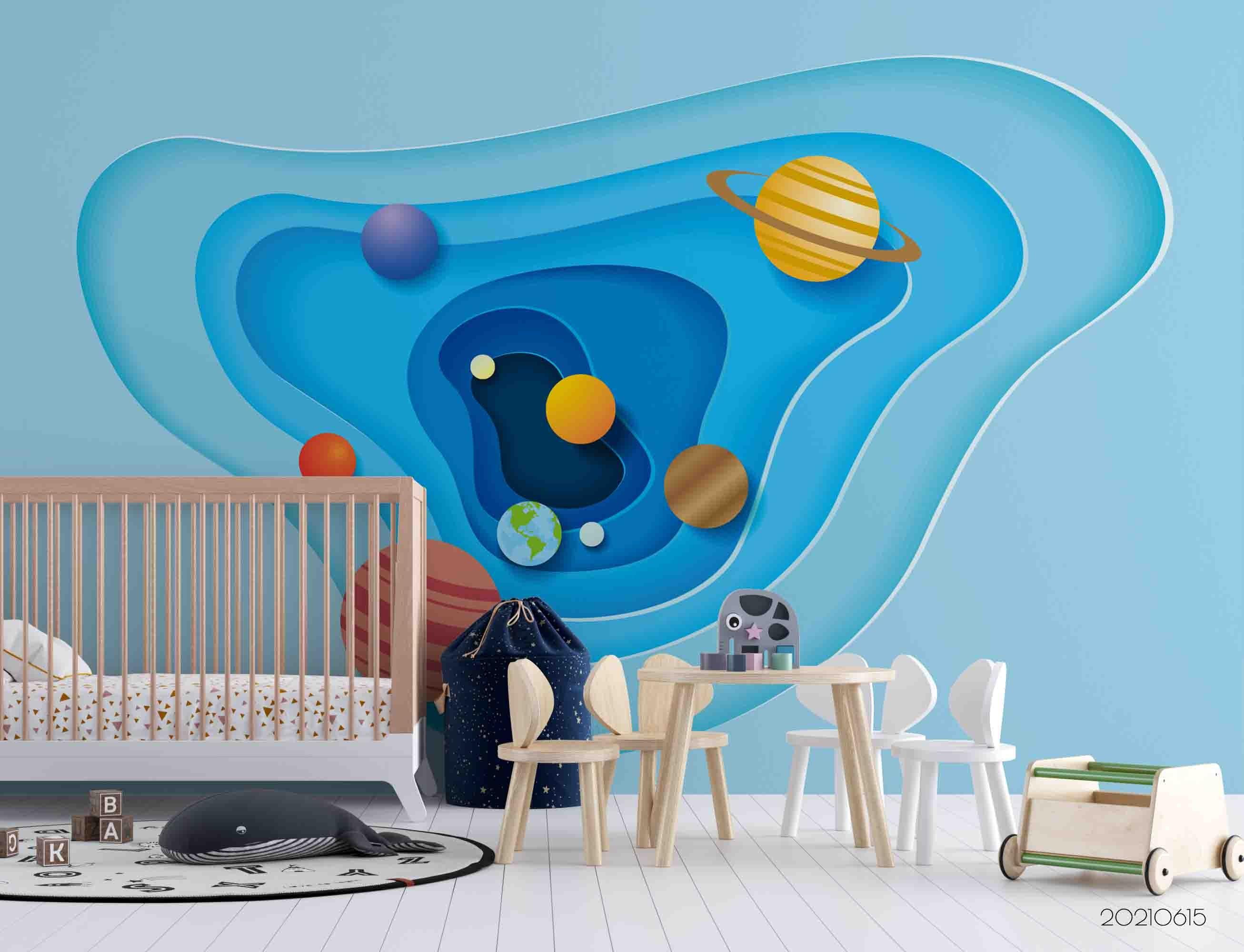 3D Paper Cut Space Planet Wall Mural Wallpaper SWW2505- Jess Art Decoration