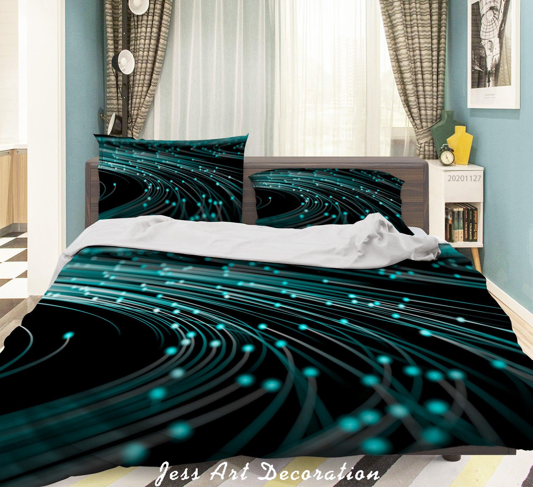 3D Abstract Digital Green Light Quilt Cover Set Bedding Set Duvet Cover Pillowcases LXL- Jess Art Decoration