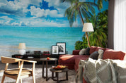 3D Blue Sea Sky Coconut Tree Wall Mural Wallpaper 09- Jess Art Decoration