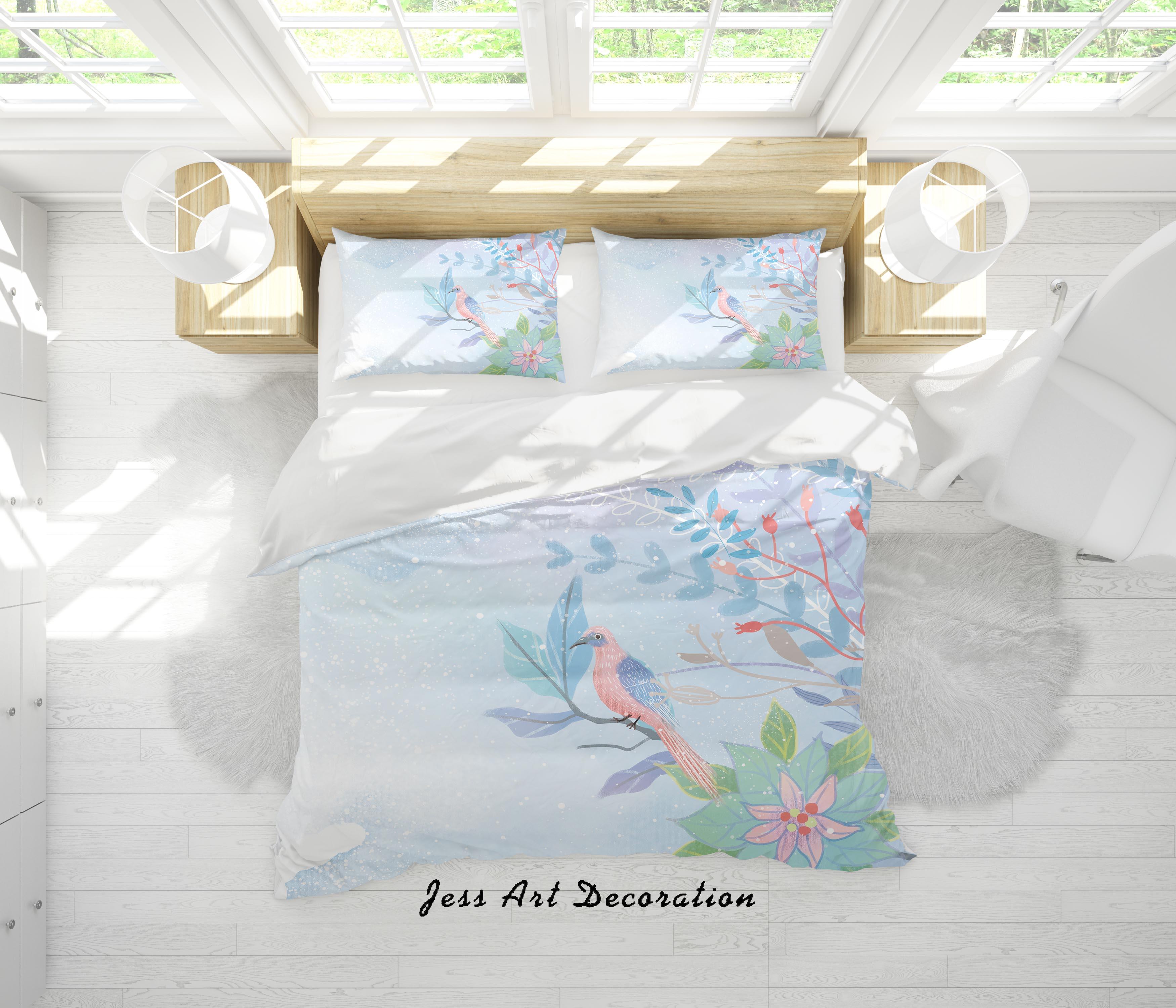 3D Watercolor Leaves Flowers Quilt Cover Set Bedding Set Duvet Cover Pillowcases A512 LQH- Jess Art Decoration