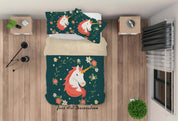 3D Dark Floral Unicorn Quilt Cover Set Bedding Set Duvet Cover Pillowcases SF241- Jess Art Decoration