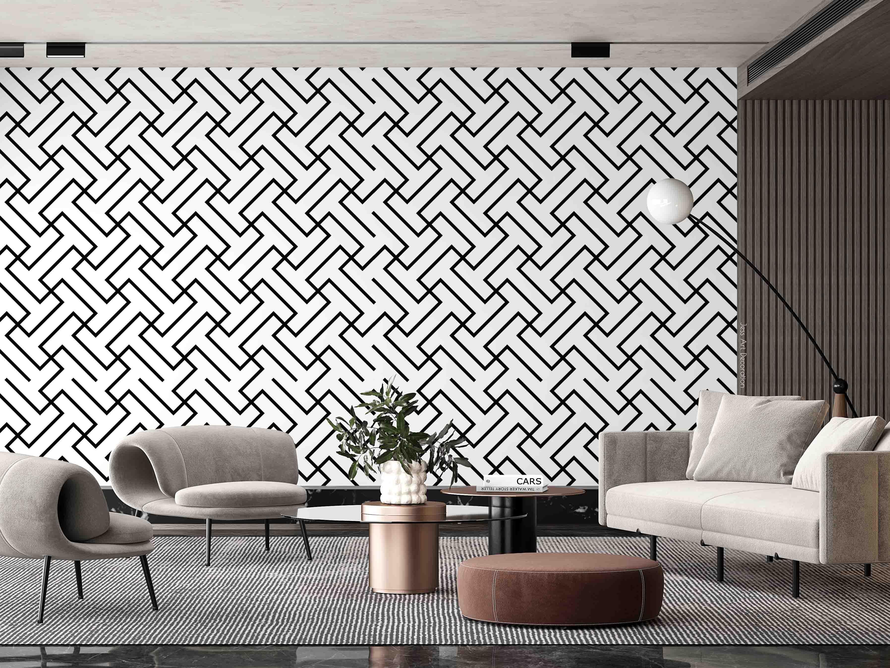 3D Geometric Maze Pattern black white maze geometric pattern wall mural wallpaper for living room - view 3