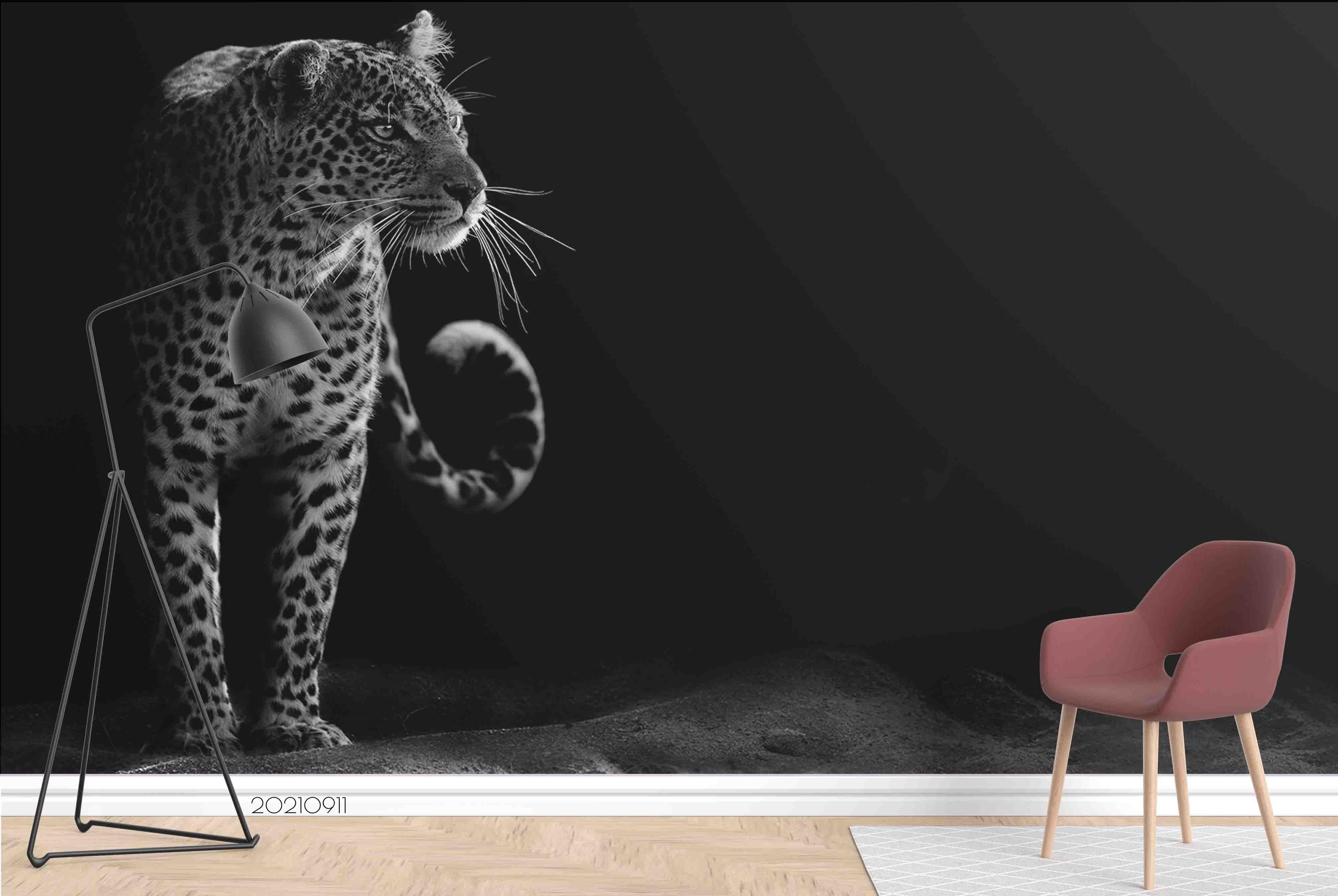 3D Animal Leopard Black Wall Mural Wallpaper LQH 780- Jess Art Decoration