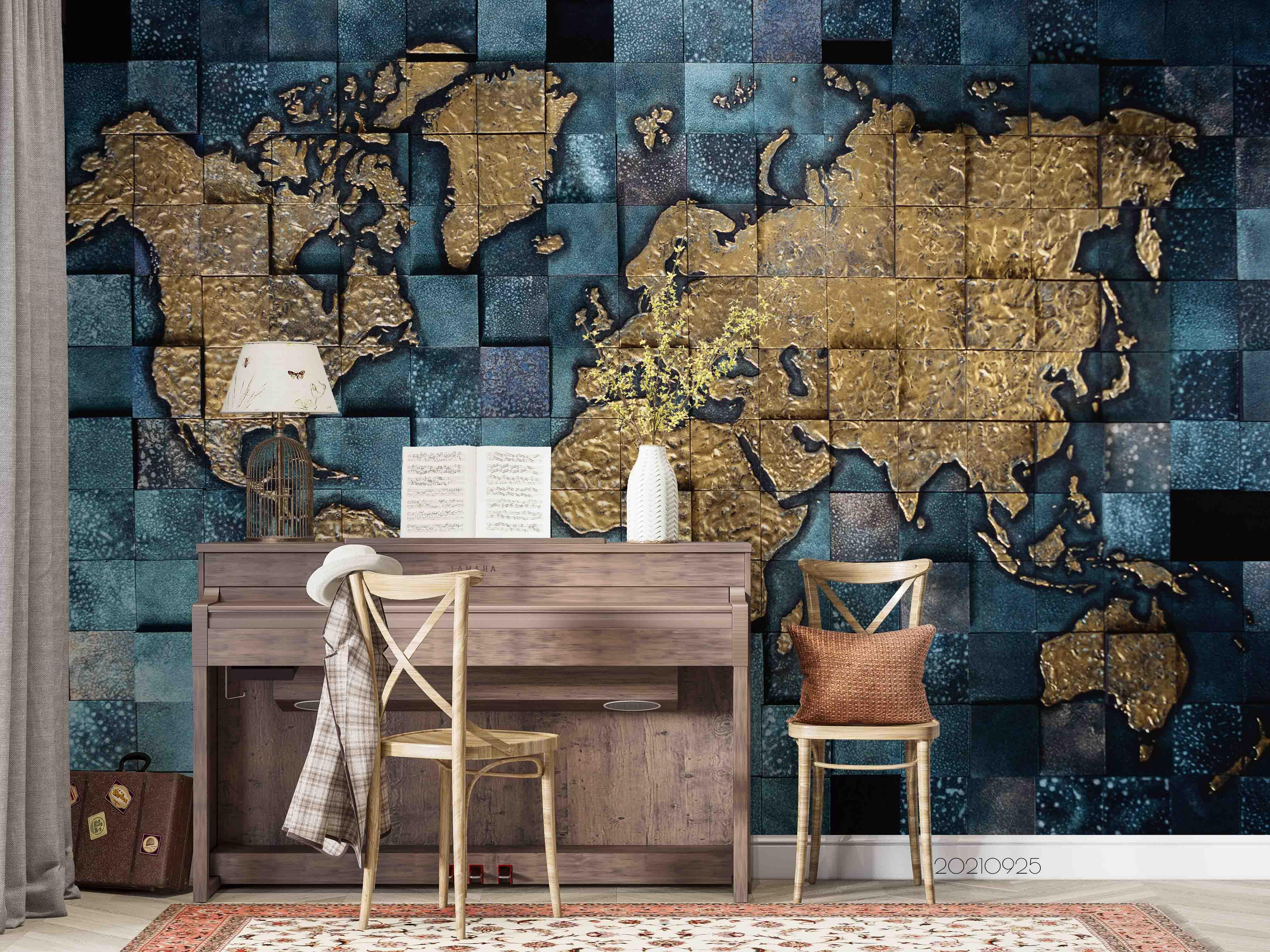 3D Abstract World Map Wall Mural Wallpaper LQH 228- Jess Art Decoration