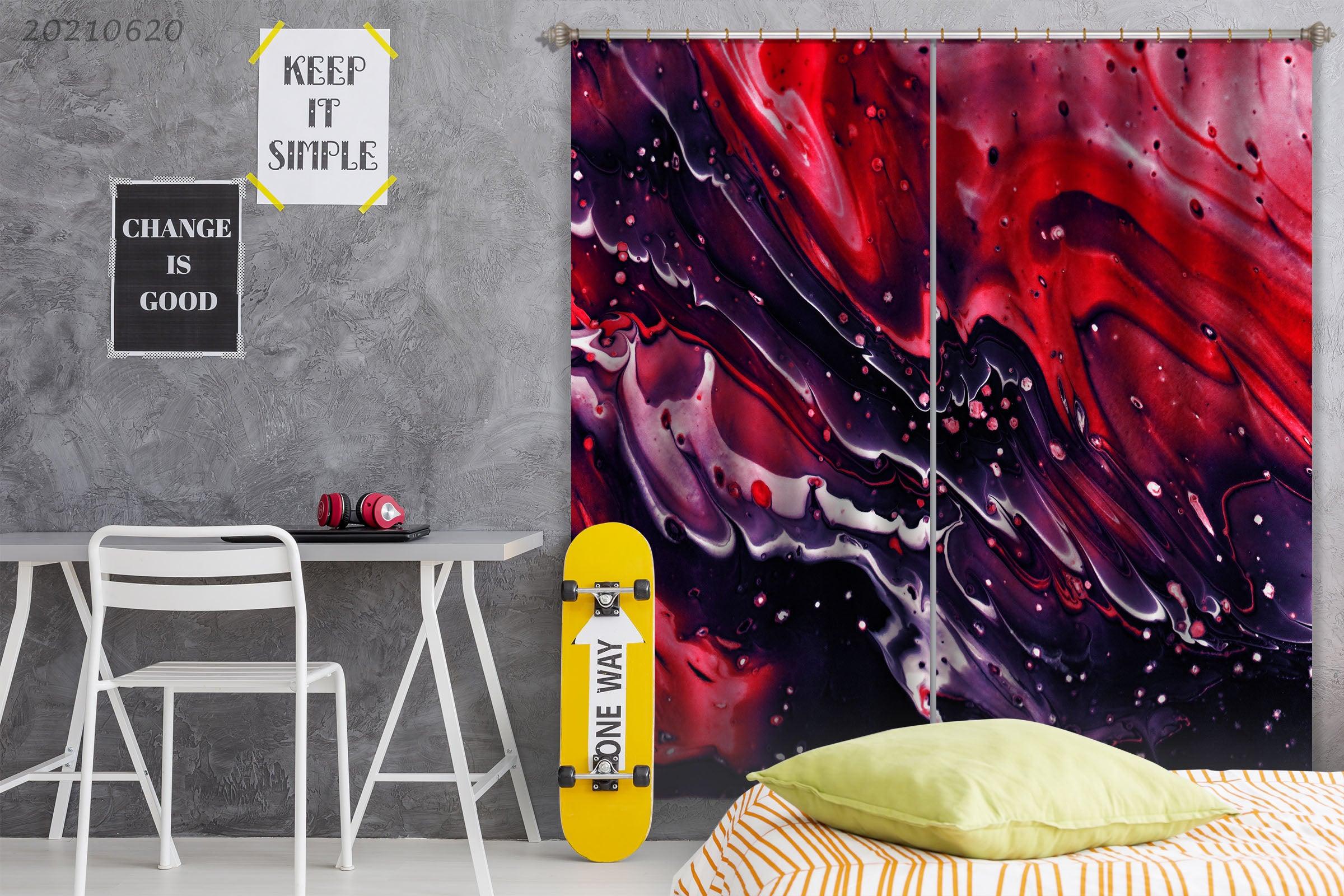 3D Abstract Burgundy Texture Pattern Curtains and Drapes GD 881- Jess Art Decoration