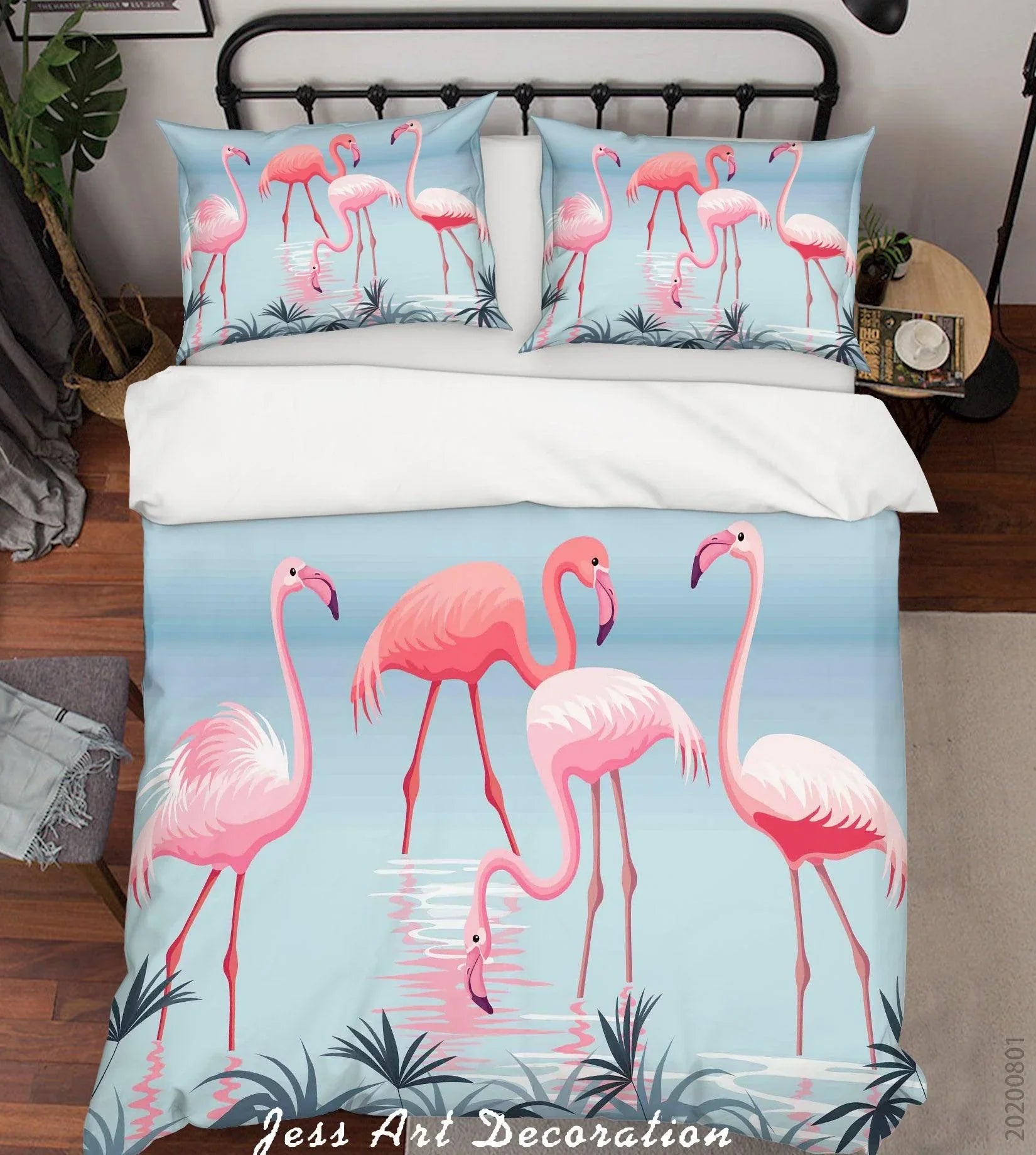 3D Lake Flamingo Quilt Cover Set Bedding Set Duvet Cover Pillowcases LXL 270- Jess Art Decoration